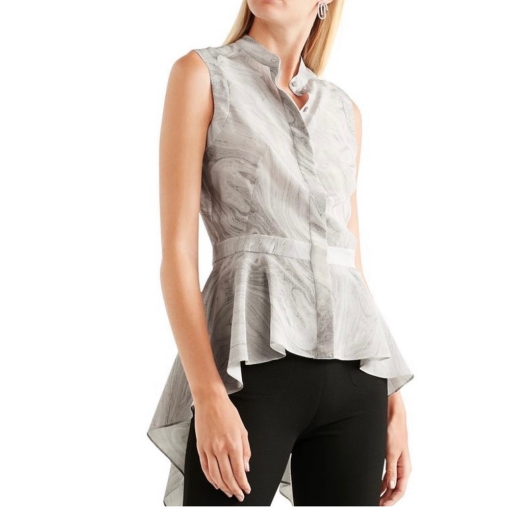 Alex McQueen Marble Print Silk Sleeveless Top size 38